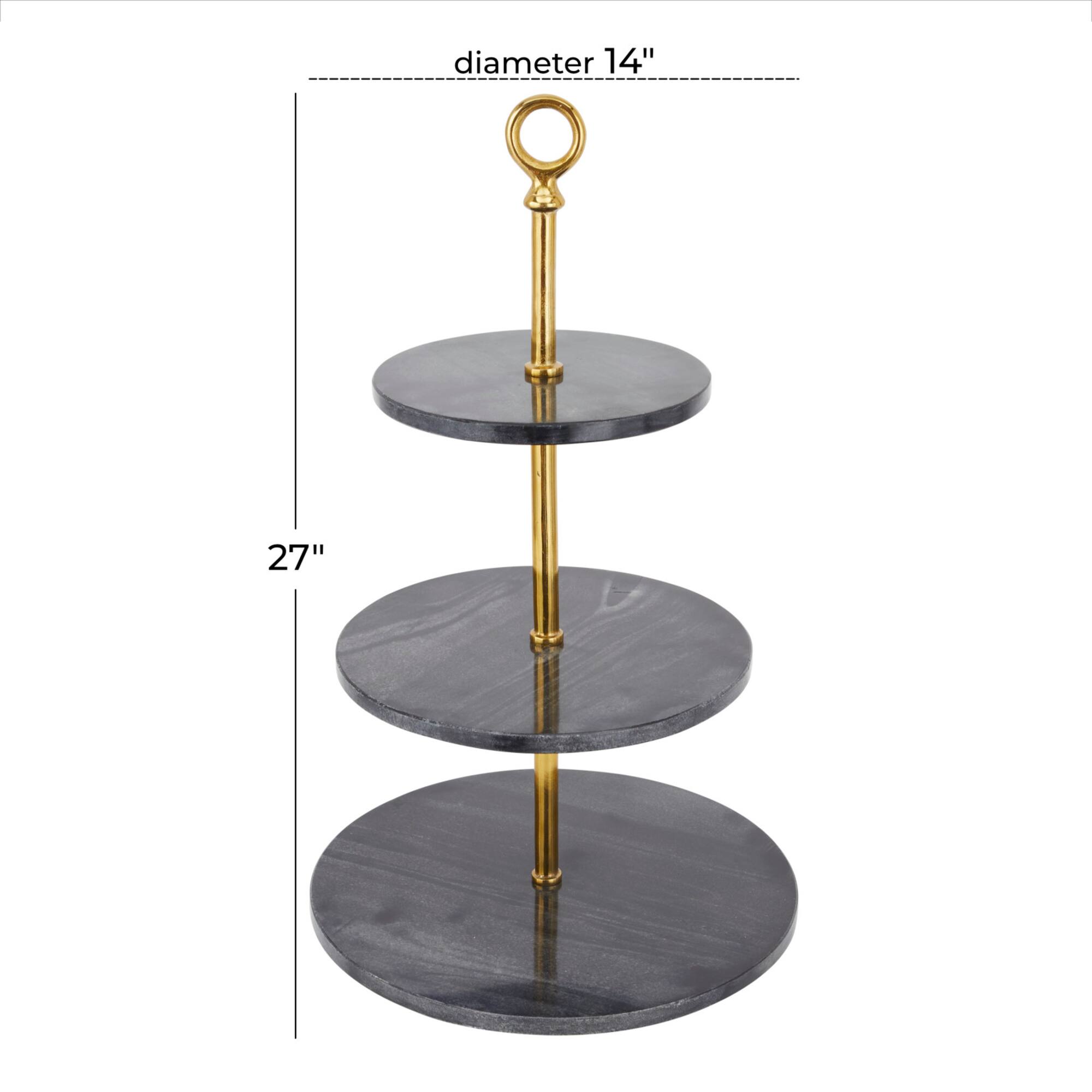 Gray Marble Natural Tiered Server, 27" x 14" x 14"